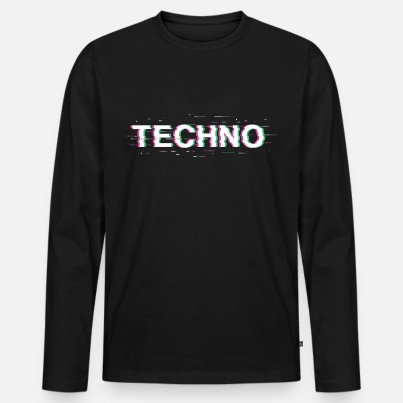 Techno 3D Rave Festival - Männer Premium Bio Langarmshirt - Schwarz