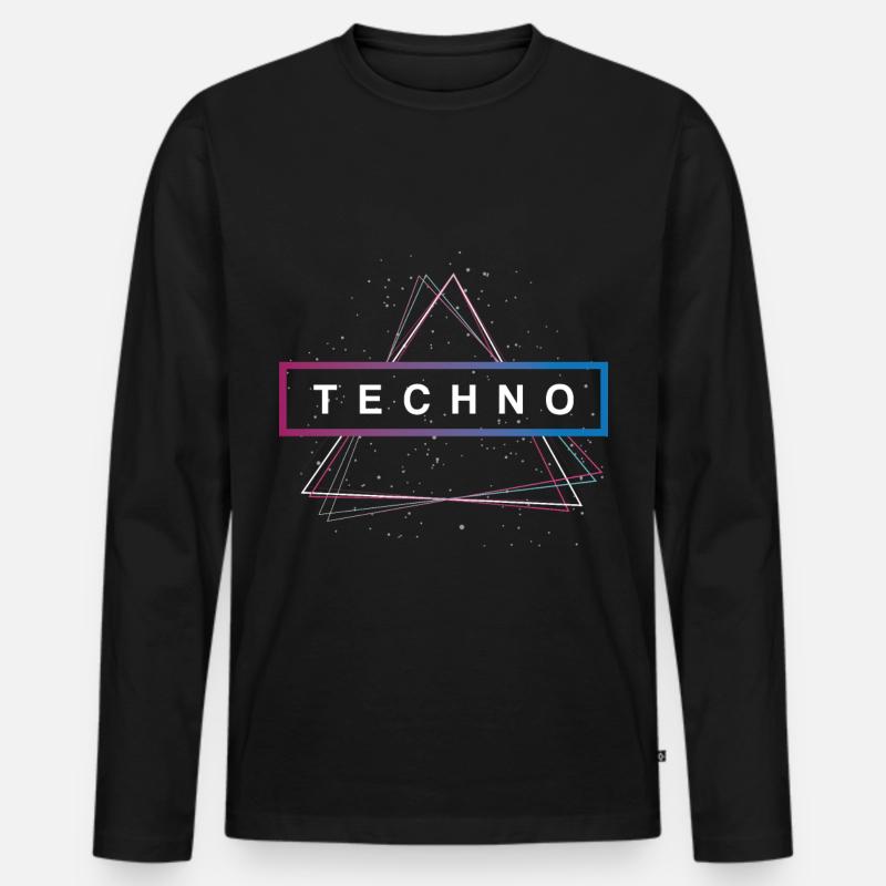 Techno Dreieck Rave - Männer Premium Bio Langarmshirt - Schwarz