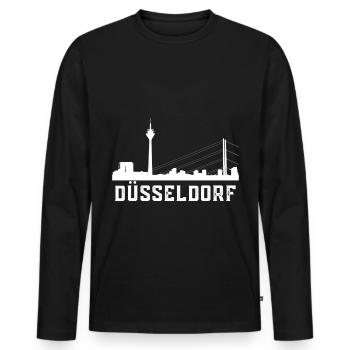 Düsseldorf Skyline - Männer Premium Bio Langarmshirt - Schwarz - Vorne - Nico (187cm)