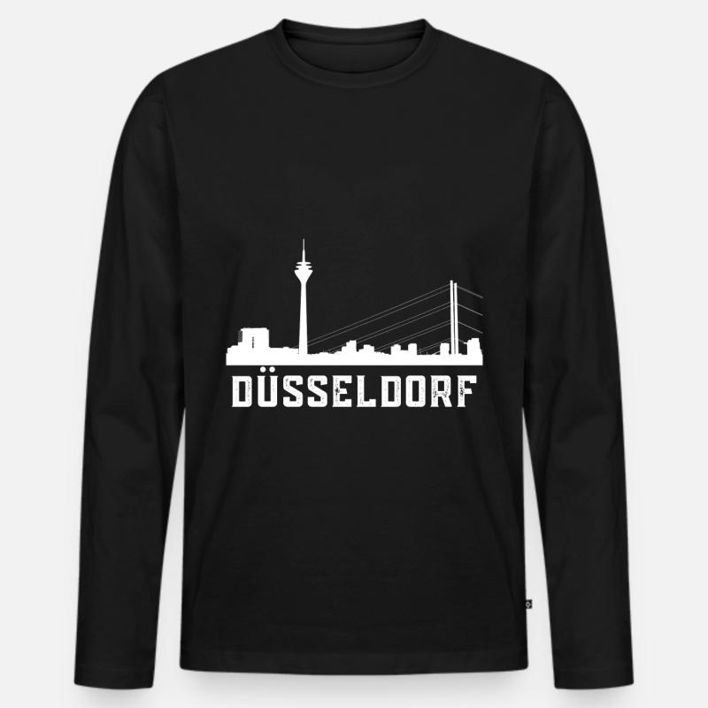 Düsseldorf Skyline - Männer Premium Bio Langarmshirt - Schwarz