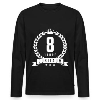 8 jahre jubiläum - Männer Premium Bio Langarmshirt - Schwarz - Vorne - Nico (187cm)