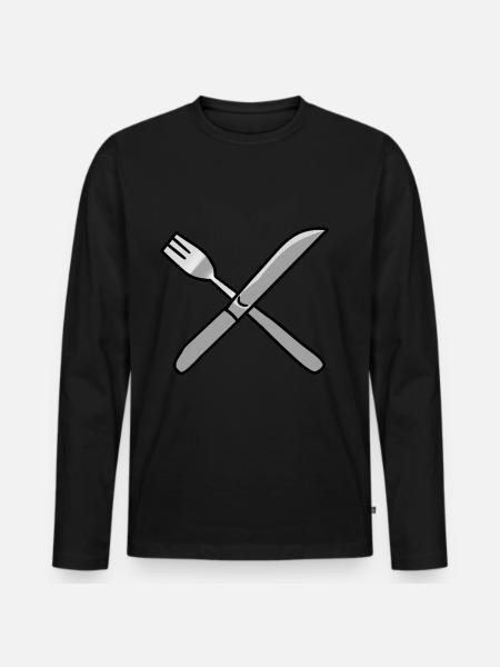Cutlery knife fork kitchen - Men's Premium Organic Long Sleeve Shirt - black