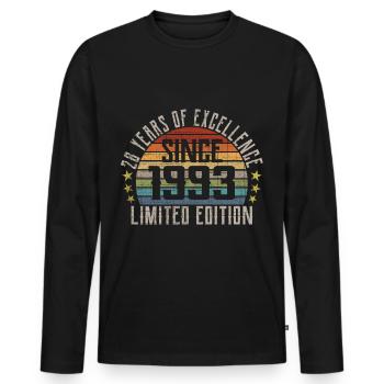 Limited Edition Since 1993 28e anniversaire cadeau - T-shirt manches longues Premium bio Homme - noir - Devant - Nico (187cm)