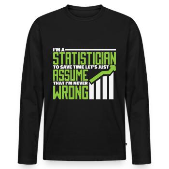 statistician - Men's Premium Organic Long Sleeve Shirt - black - Front - Nico (187cm)