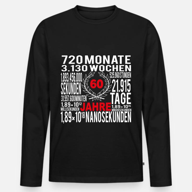 60. Geburtstag in Nanosekunden - Männer Premium Bio Langarmshirt - Schwarz