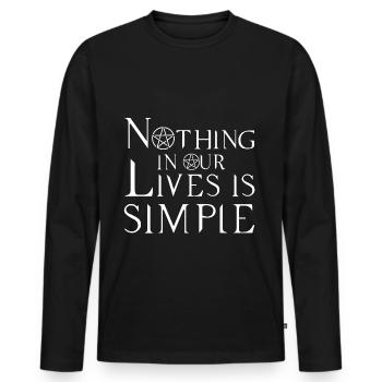 RIEN, CADEAU - T-shirt manches longues Premium bio Homme - noir - Devant - Nico (187cm)