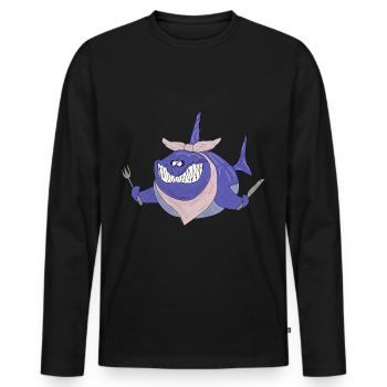 Requin très affamé - T-shirt manches longues Premium bio Homme - noir - Devant - Nico (187cm)