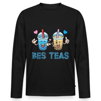 Bes Teas Bubble Tea Boba Tea - Men's Premium Organic Long Sleeve Shirt - black - Front - Nico (187cm)