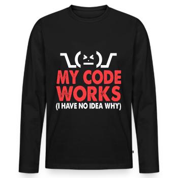 Code - Männer Premium Bio Langarmshirt - Schwarz - Vorne - Nico (187cm)