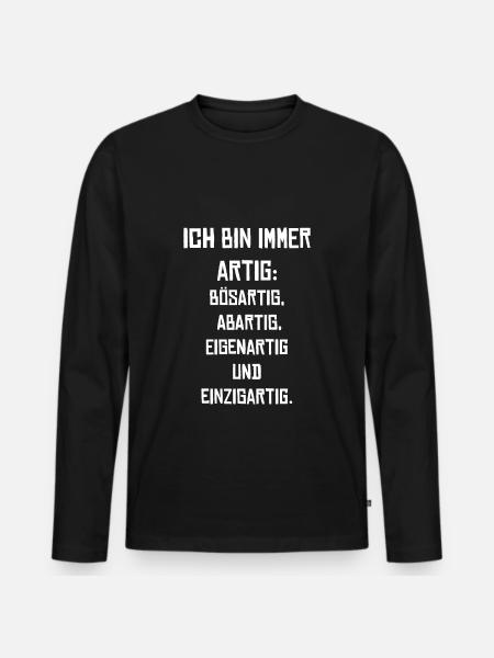 Ich bin immer Artig - Männer Premium Bio Langarmshirt - Schwarz