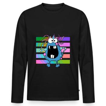 Funny crazy monster - Men's Premium Organic Long Sleeve Shirt - black - Front - Nico (187cm)