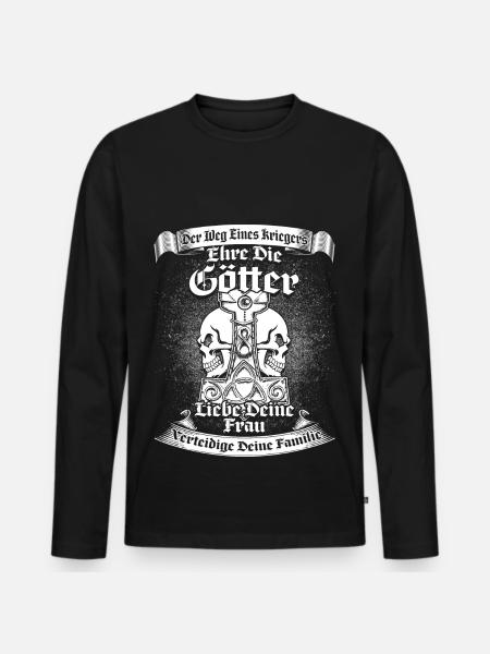 Wikinger - Kriegerweg - Männer Premium Bio Langarmshirt - Schwarz