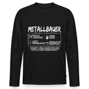 Der Metallbauer - Männer Premium Bio Langarmshirt - Schwarz - Vorne - Nico (187cm)