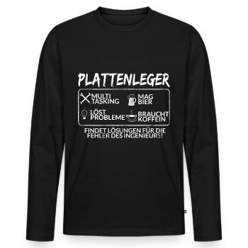 Der Plattenleger - Männer Premium Bio Langarmshirt - Schwarz - Vorne - Nico (187cm)