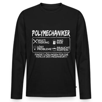 Der Polymechaniker - Männer Premium Bio Langarmshirt - Schwarz - Vorne - Nico (187cm)