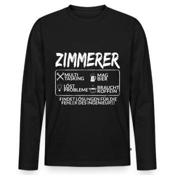 Der Zimmerer - Männer Premium Bio Langarmshirt - Schwarz - Vorne - Nico (187cm)