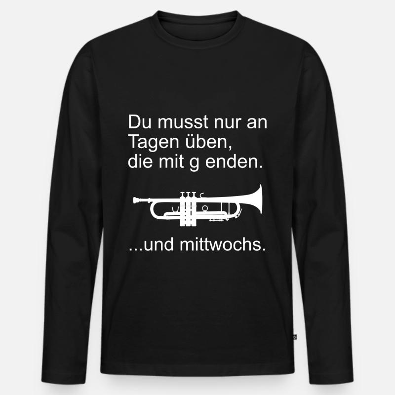 Trompete üben - Männer Premium Bio Langarmshirt - Schwarz