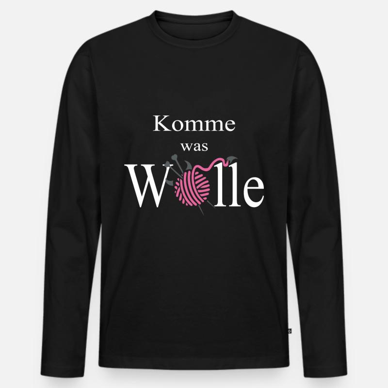 Wolle - Männer Premium Bio Langarmshirt - Schwarz