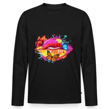 Kuss Bouche Schmatzer Idée cadeau T-shirt - T-shirt manches longues Premium bio Homme - noir - Devant - Nico (187cm)