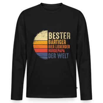 Bier Hund Hundepapa Spruch Lustig Bart Geschenk - Männer Premium Bio Langarmshirt - Schwarz - Vorne - Nico (187cm)