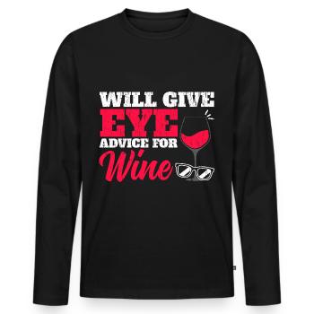 Devient consultation oculaire pour opticien optométriste en vin - T-shirt manches longues Premium bio Homme - noir - Devant - Nico (187cm)