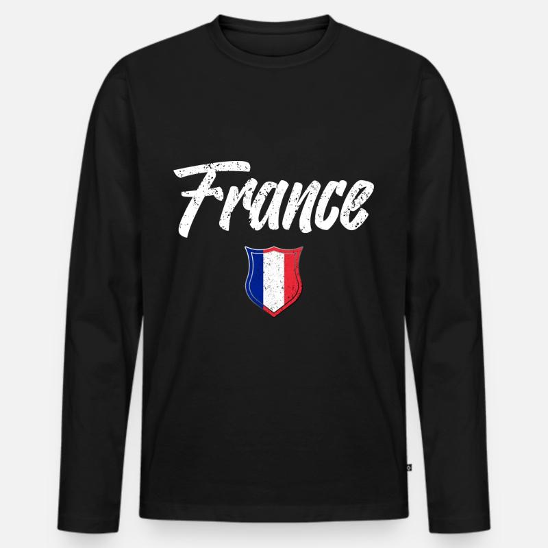 FRANKREICH - Männer Premium Bio Langarmshirt - Schwarz