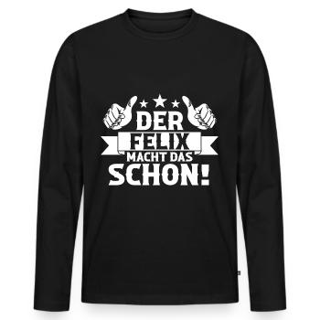 Felix - Männer Premium Bio Langarmshirt - Schwarz - Vorne - Nico (187cm)