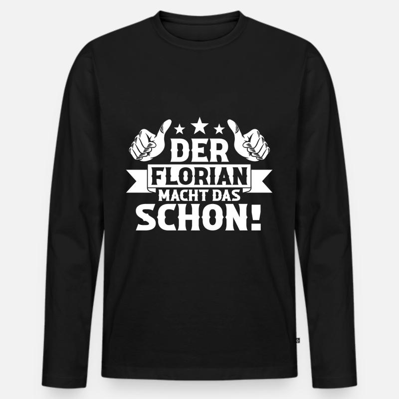 Florian - Männer Premium Bio Langarmshirt - Schwarz