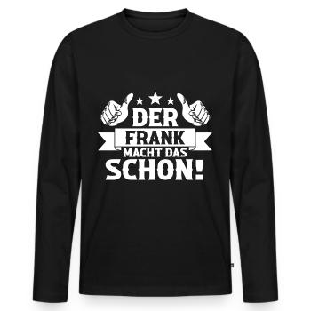 Frank - Männer Premium Bio Langarmshirt - Schwarz - Vorne - Nico (187cm)