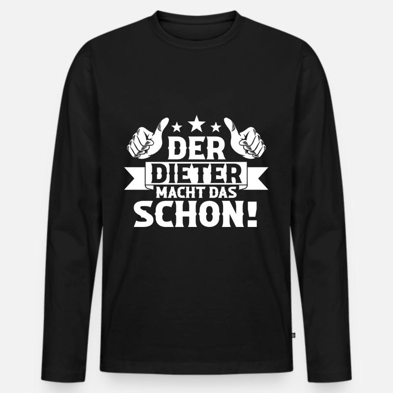 Dieter - Männer Premium Bio Langarmshirt - Schwarz