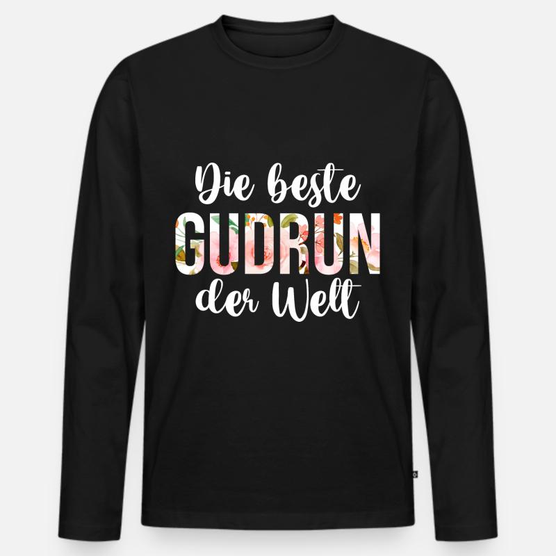 Gudrun - Männer Premium Bio Langarmshirt - Schwarz