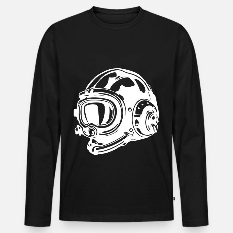 Apnoe Helm Tauchen Scuba - Männer Premium Bio Langarmshirt - Schwarz
