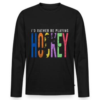 Hockey Team Puck - Men's Premium Organic Long Sleeve Shirt - black - Front - Nico (187cm)