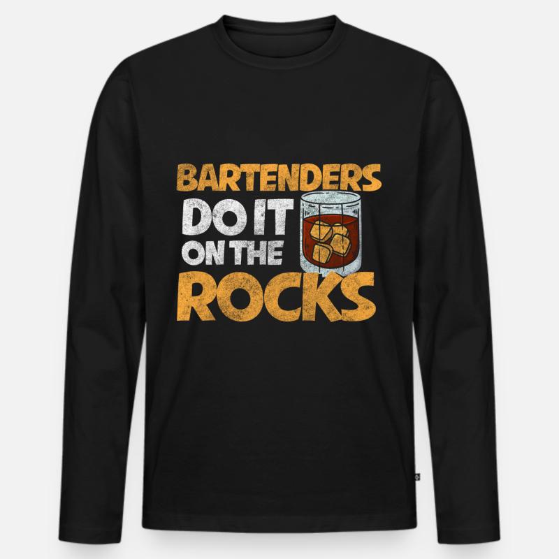 Bar Kellner Getränk Humor - Männer Premium Bio Langarmshirt - Schwarz