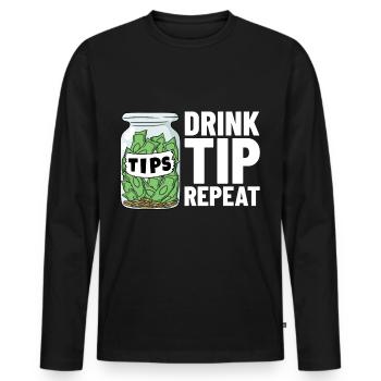 Barkeeper Trinkgeldgefäß Trinkgeld Kellner - Männer Premium Bio Langarmshirt - Schwarz - Vorne - Nico (187cm)