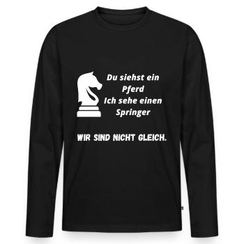 Schach Schachfiguren Schachbrett Schachspiel Dame - Männer Premium Bio Langarmshirt - Schwarz - Vorne - Nico (187cm)