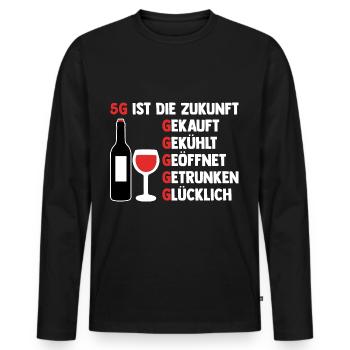 5G ist die Zukunft Wein - Männer Premium Bio Langarmshirt - Schwarz - Vorne - Nico (187cm)