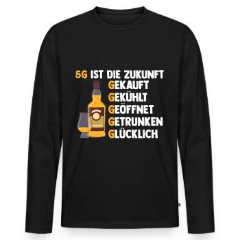 5G ist die Zukunft Whiskey - Männer Premium Bio Langarmshirt - Schwarz - Vorne - Nico (187cm)