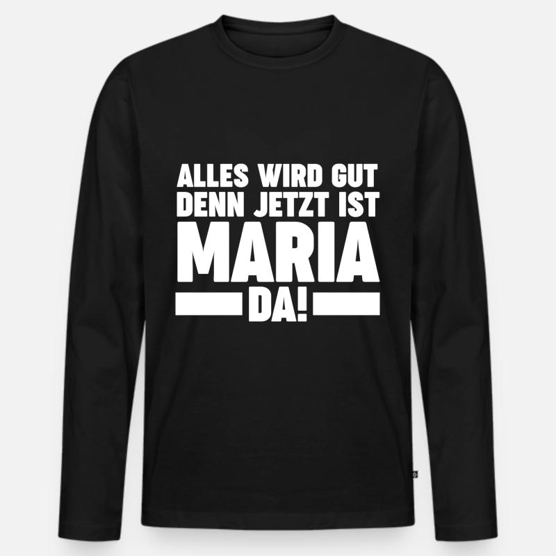Maria - Männer Premium Bio Langarmshirt - Schwarz