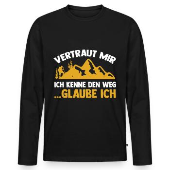 Bergsteiger Wald Bergwandern Wanderer Wandern - Männer Premium Bio Langarmshirt - Schwarz - Vorne - Nico (187cm)