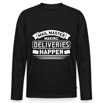 Postbote Briefträger Brief Paketdienst Geschenk - Männer Premium Bio Langarmshirt - Schwarz - Vorne - Nico (187cm)