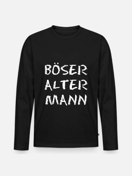 Böser alter Mann - Schriftzug - Männer Premium Bio Langarmshirt - Schwarz
