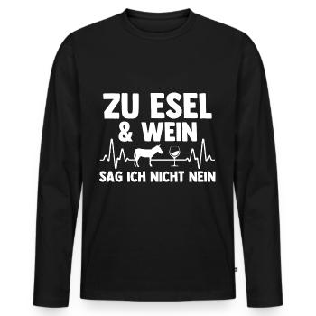 Wein Esel - Männer Premium Bio Langarmshirt - Schwarz - Vorne - Nico (187cm)