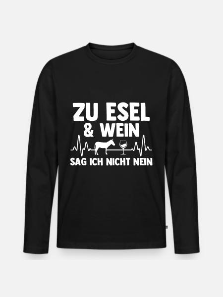 Wein Esel - Männer Premium Bio Langarmshirt - Schwarz