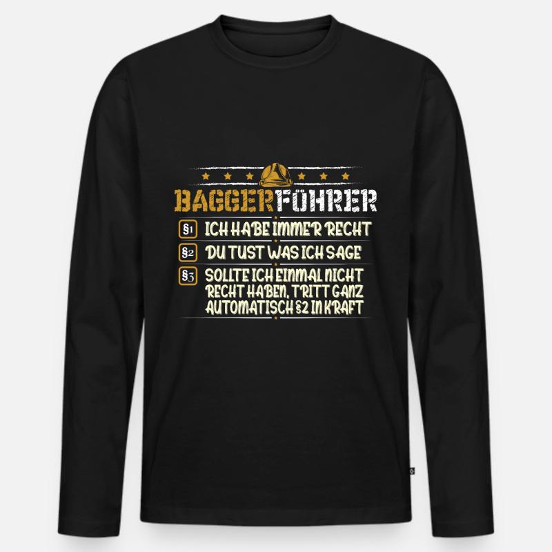 Baggerführer Baumaschinist Baumaschine Baustelle - Männer Premium Bio Langarmshirt - Schwarz