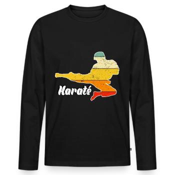 Karaté - T-shirt manches longues Premium bio Homme - noir - Devant - Nico (187cm)
