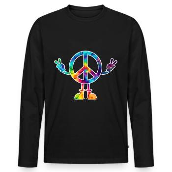 Peacezeichen Friedenszeichen tie dye - Männer Premium Bio Langarmshirt - Schwarz - Vorne - Nico (187cm)