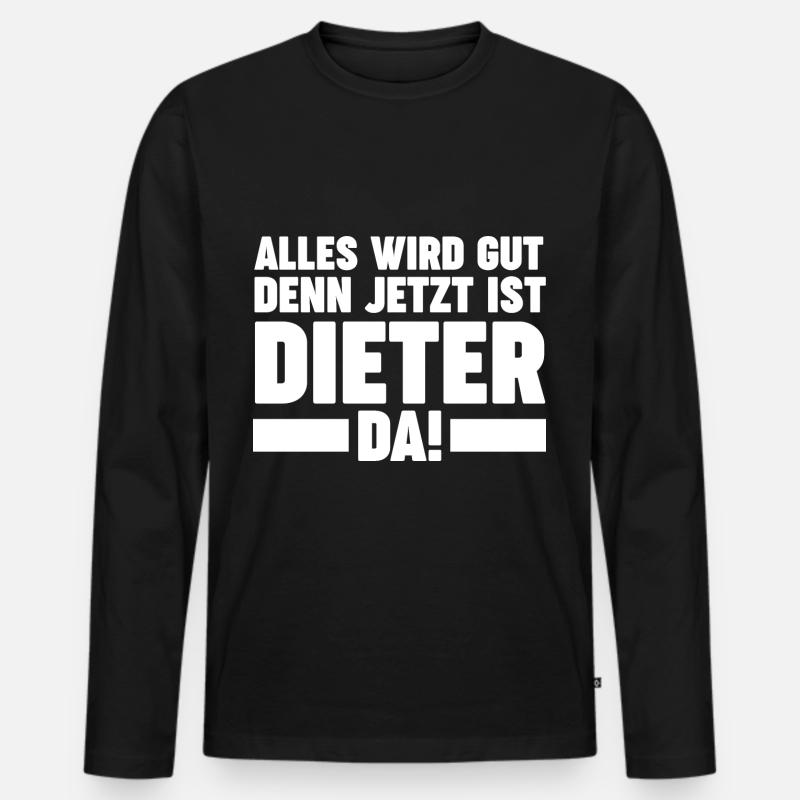 Dieter - Männer Premium Bio Langarmshirt - Schwarz