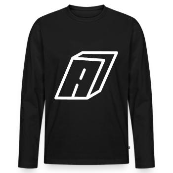 Gliederungsbrief A - Männer Premium Bio Langarmshirt - Schwarz - Vorne - Nico (187cm)