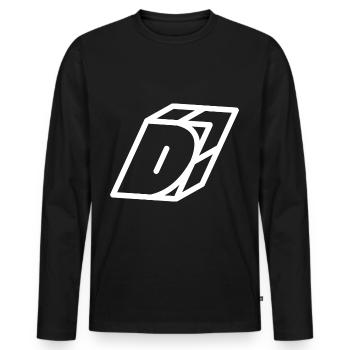 Gliederungsbuchstabe D - Männer Premium Bio Langarmshirt - Schwarz - Vorne - Nico (187cm)
